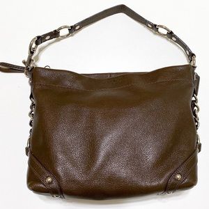 Coach purse shoulder bag dark brown leather